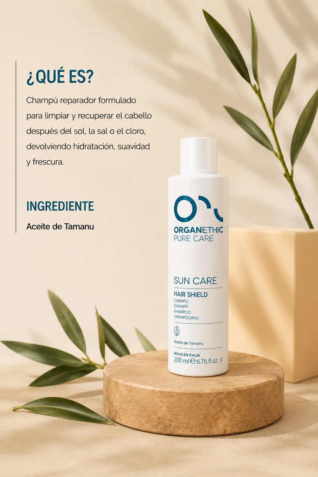 Champú reparador Organethic Sun Care Hair Shield, preventa en France Manuel