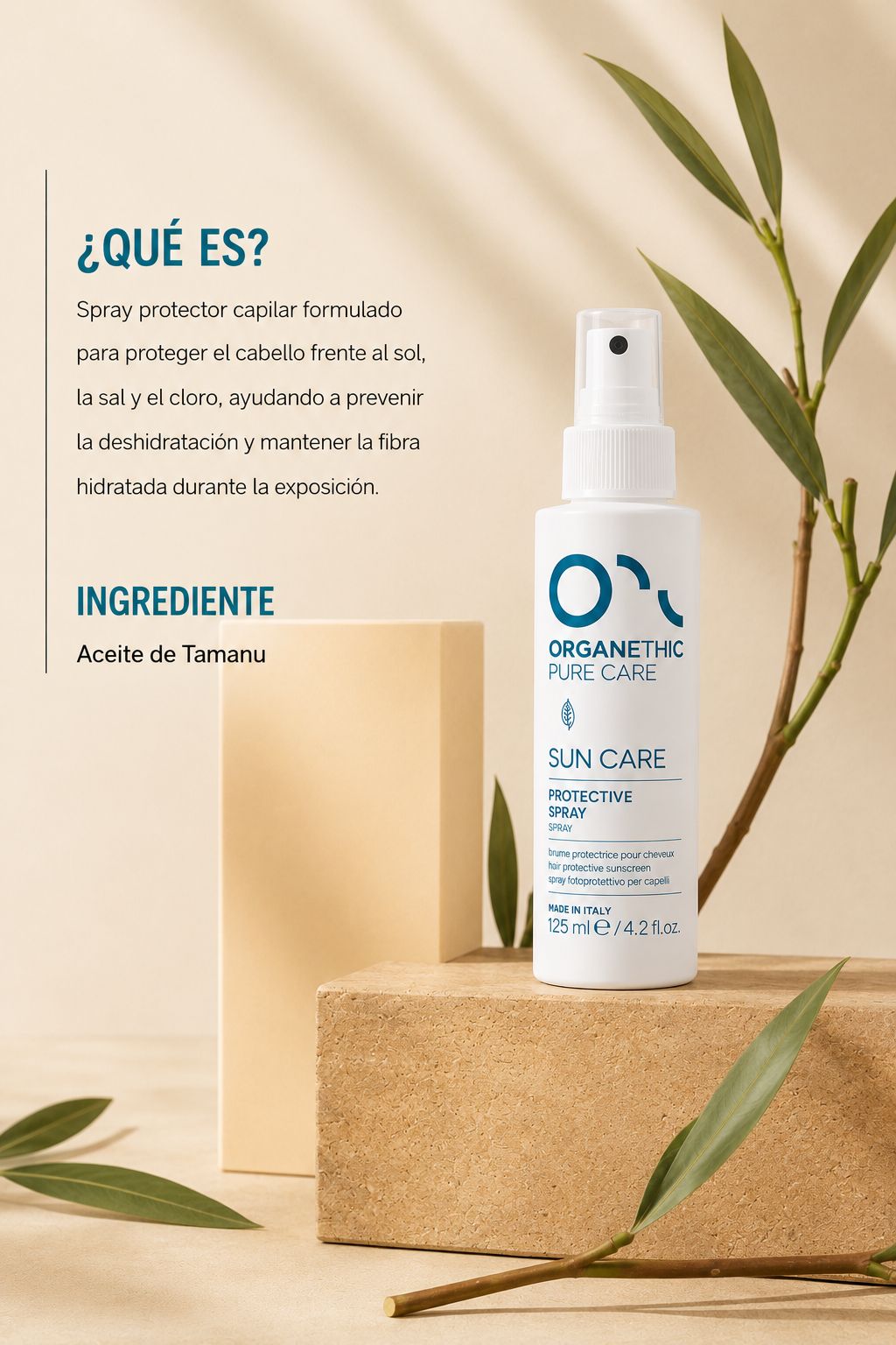 Spray protector capilar Organethic Sun Care Hair Shield Spray, preventa en France Manuel